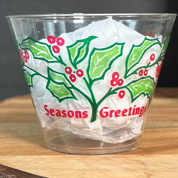 Hefty Holiday Tumblers Crystal Plastic Open Box 16 Cups 1981 Vintage Christmas - Picture 2 of 8